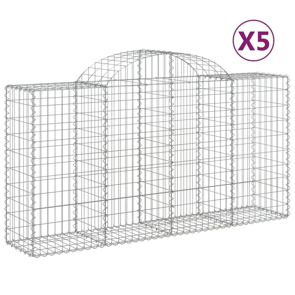 Arched Gabion Baskets 5 pcs Garden Barrier Retaining Wall Outdoor Decorative