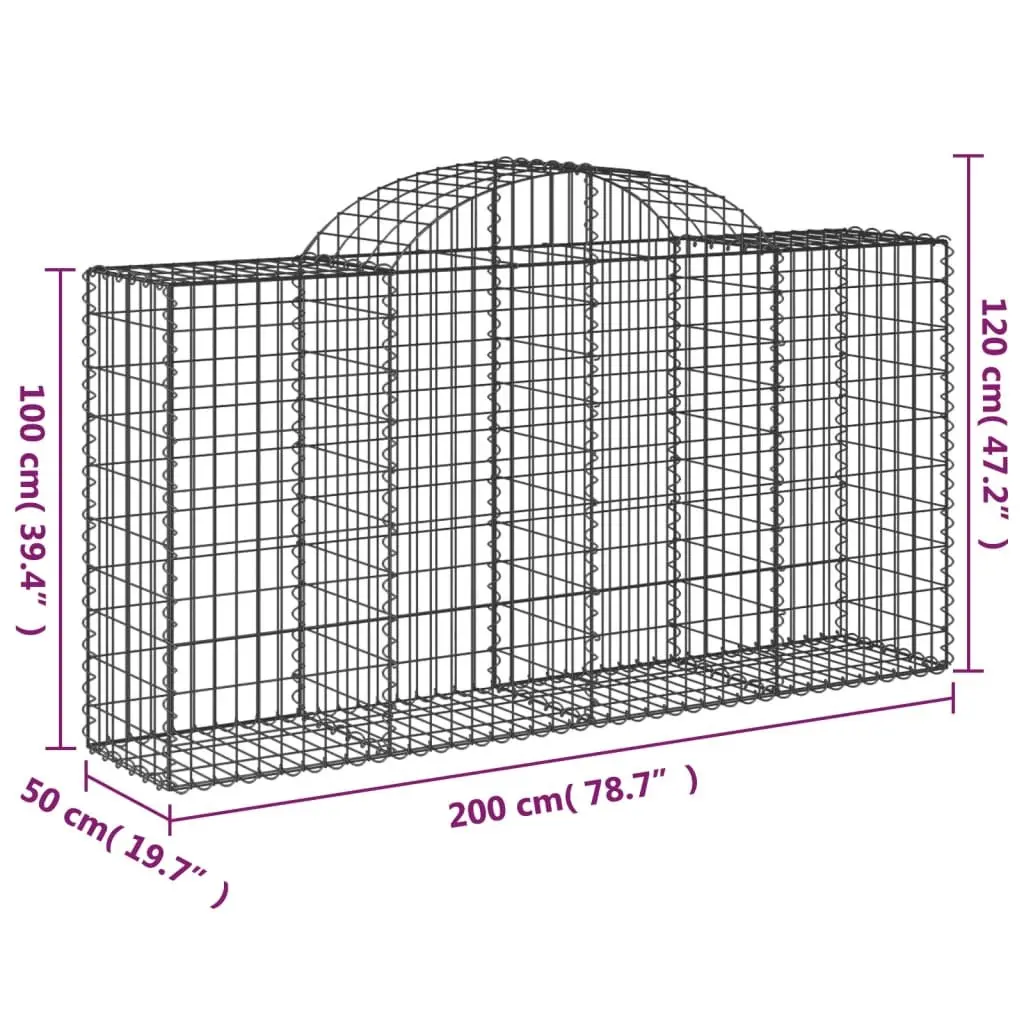 Arched Gabion Baskets 5 pcs Garden Barrier Retaining Wall Outdoor Decorative