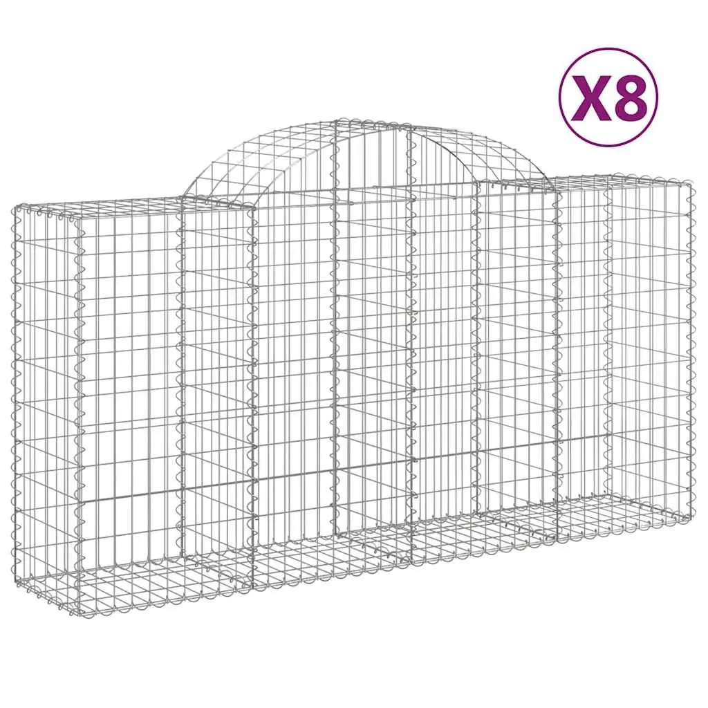 Arched Gabion Baskets Garden Retaining Wall Decorative Barrier Outdoor 8 Piece