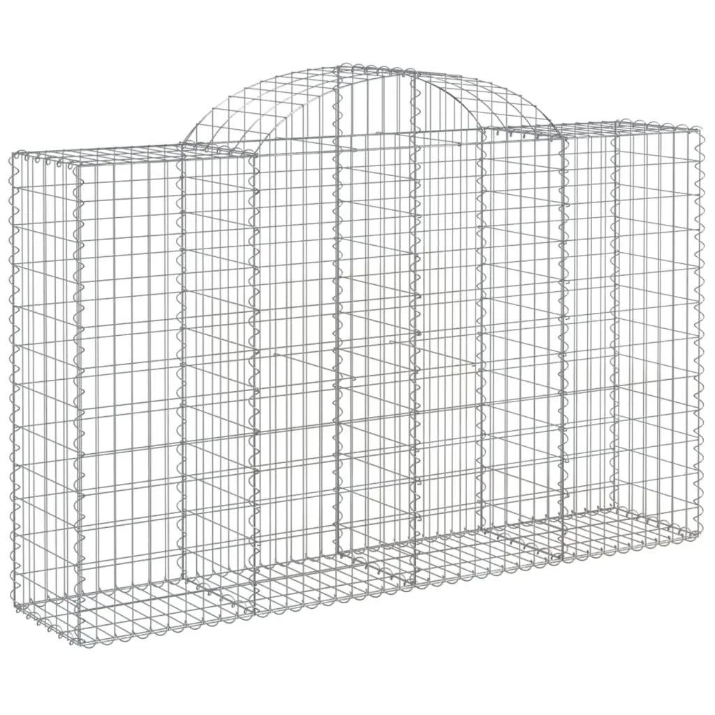 Arched Gabion Baskets Outdoor Garden Barrier 3 Piece Set 200 x 50 x 120/140 cm Silver