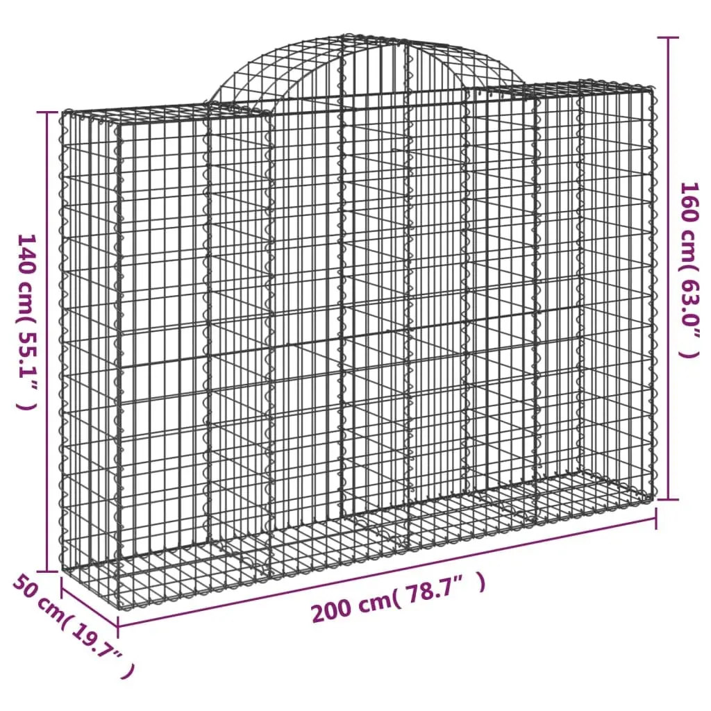 Arched Gabion Baskets 4 pcs Garden Decorative Retaining Wall Outdoor Barrier