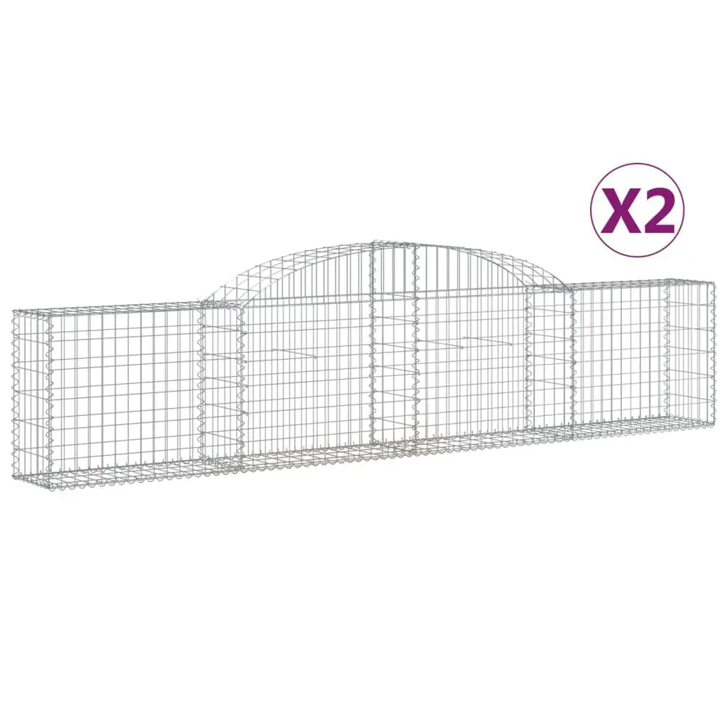 Arched Gabion Baskets Garden Barrier Outdoor 2 Piece 300 x 30 x 60/80 cm