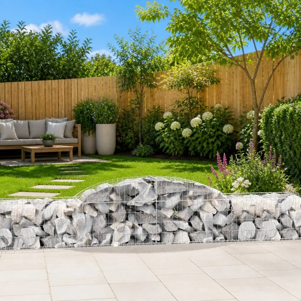 Arched Gabion Baskets 4 pcs 300x50x40/60 cm Garden Retaining Wall Barrier