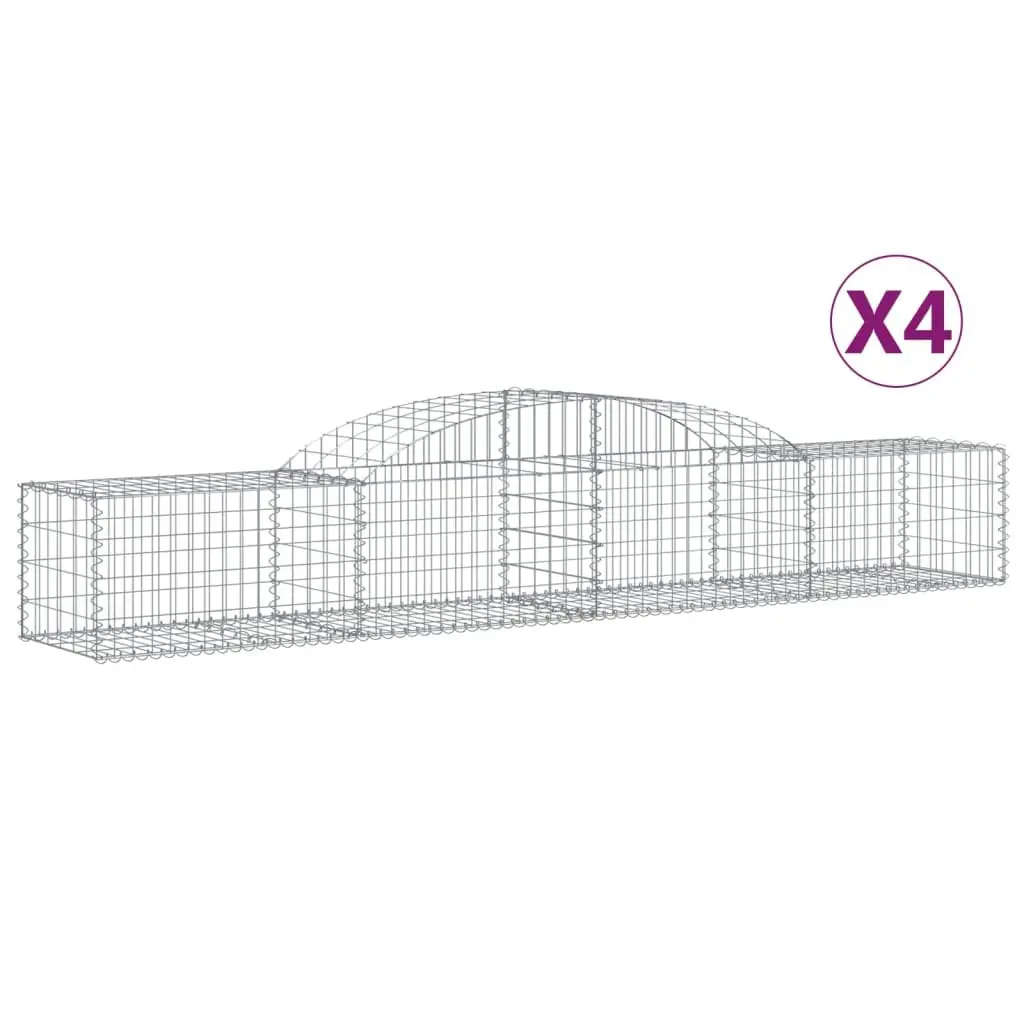 Arched Gabion Baskets 4 pcs 300x50x40/60 cm Garden Retaining Wall Barrier