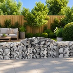 Arched Gabion Baskets 2 pcs Galvanised Iron Garden Barrier Retaining Wall