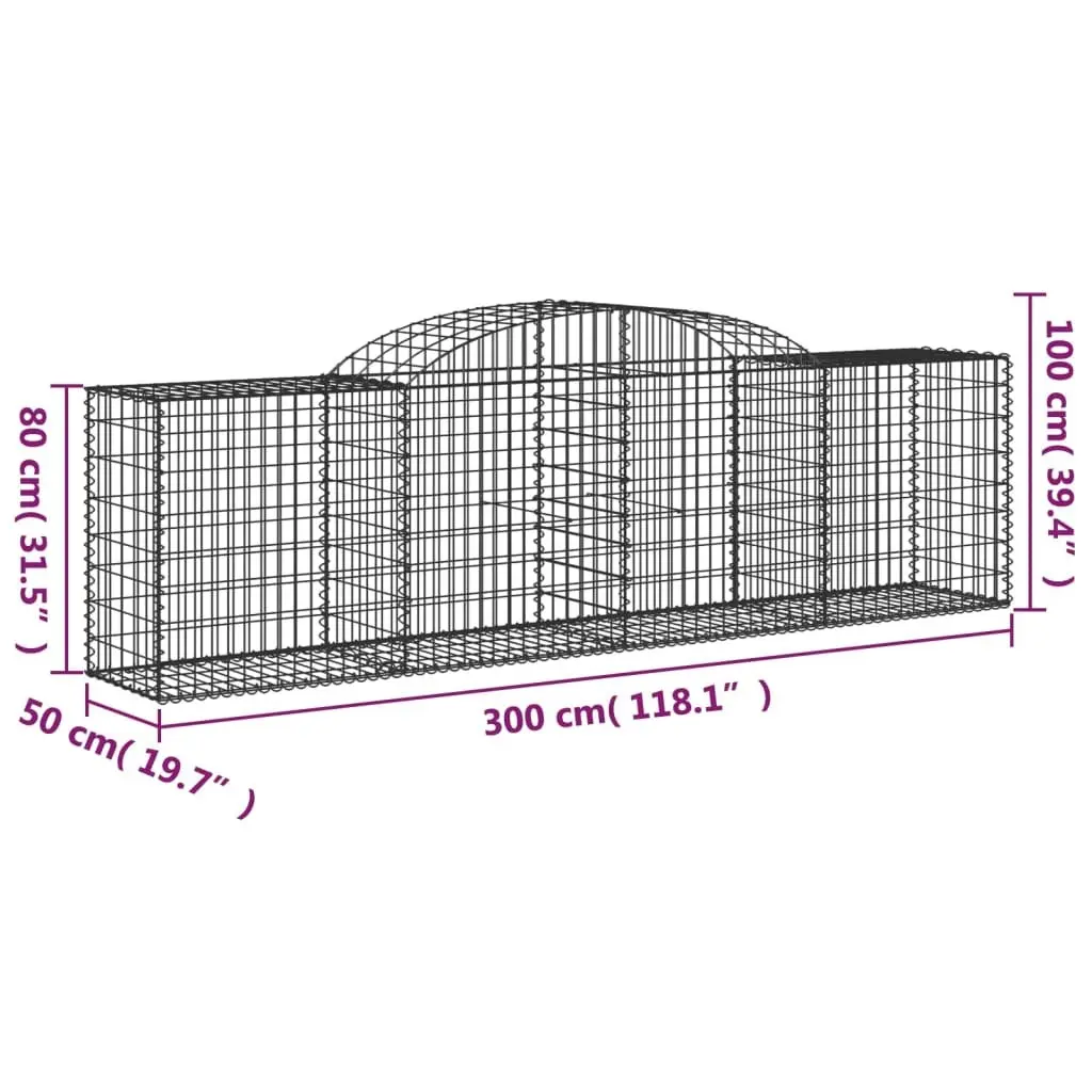 Arched Gabion Baskets 3pcs Garden Decorative Retaining Wall Barrier Outdoor