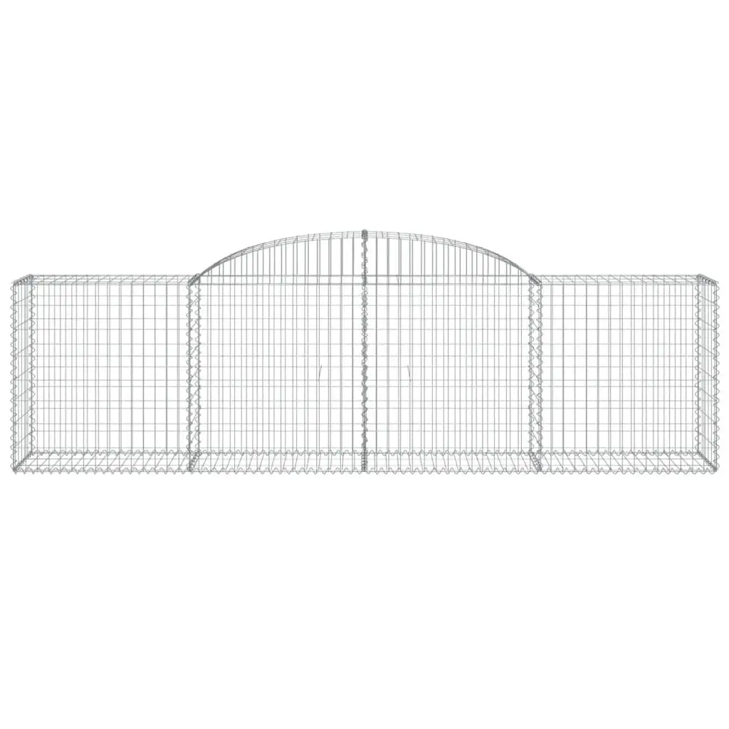Arched Gabion Baskets Garden Use 300 x 50 x 80/100 cm 7 Piece Galvanised Iron Barriers Retaining Wall