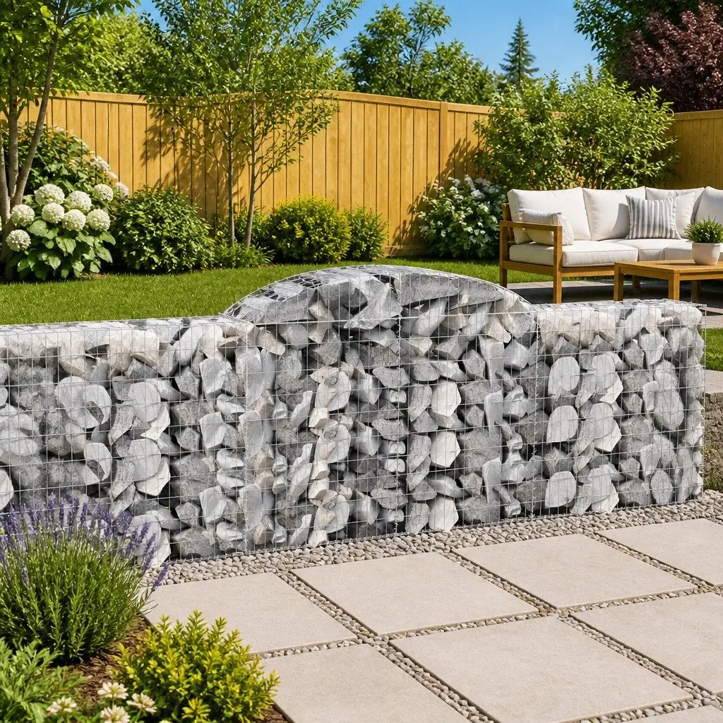 Arched Gabion Baskets 9 pcs Garden Barrier Retaining Wall Outdoor Decoration