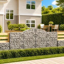 Arched Gabion Baskets 4-Piece Set - Galvanised Iron