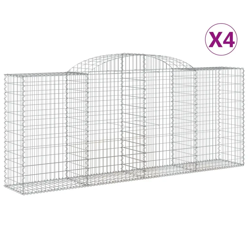 Arched Gabion Baskets 4pcs Galvanised Garden Retaining Wall Decorative Outdoor