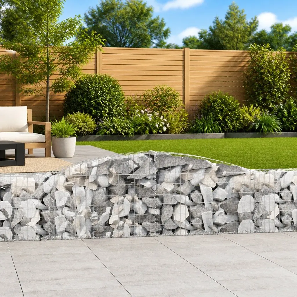 Arched Gabion Baskets Garden 400x30x60/80 cm Silver