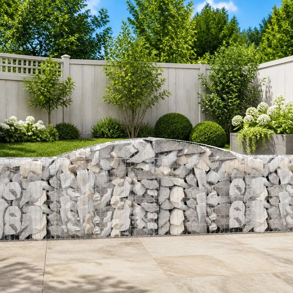 4-Piece Arched Gabion Baskets for Gardens, 400x30x80/100 cm