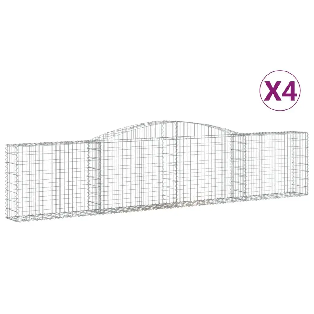 4-Piece Arched Gabion Baskets for Gardens, 400x30x80/100 cm