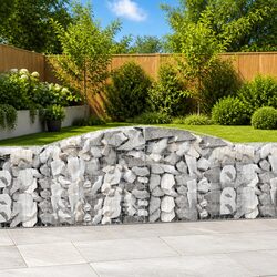 Arched Gabion Baskets 6 pcs Set, Dimensions 400x30x80/100 cm