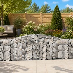 3-Piece Set of Arched Gabion Baskets 400x30x100/120 cm