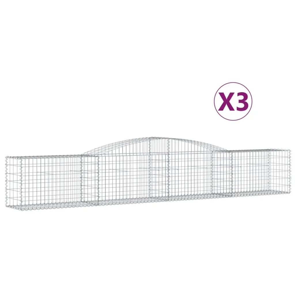 Arched Gabion Baskets 3 pcs Garden Barrier Retaining Wall Outdoor Decorative