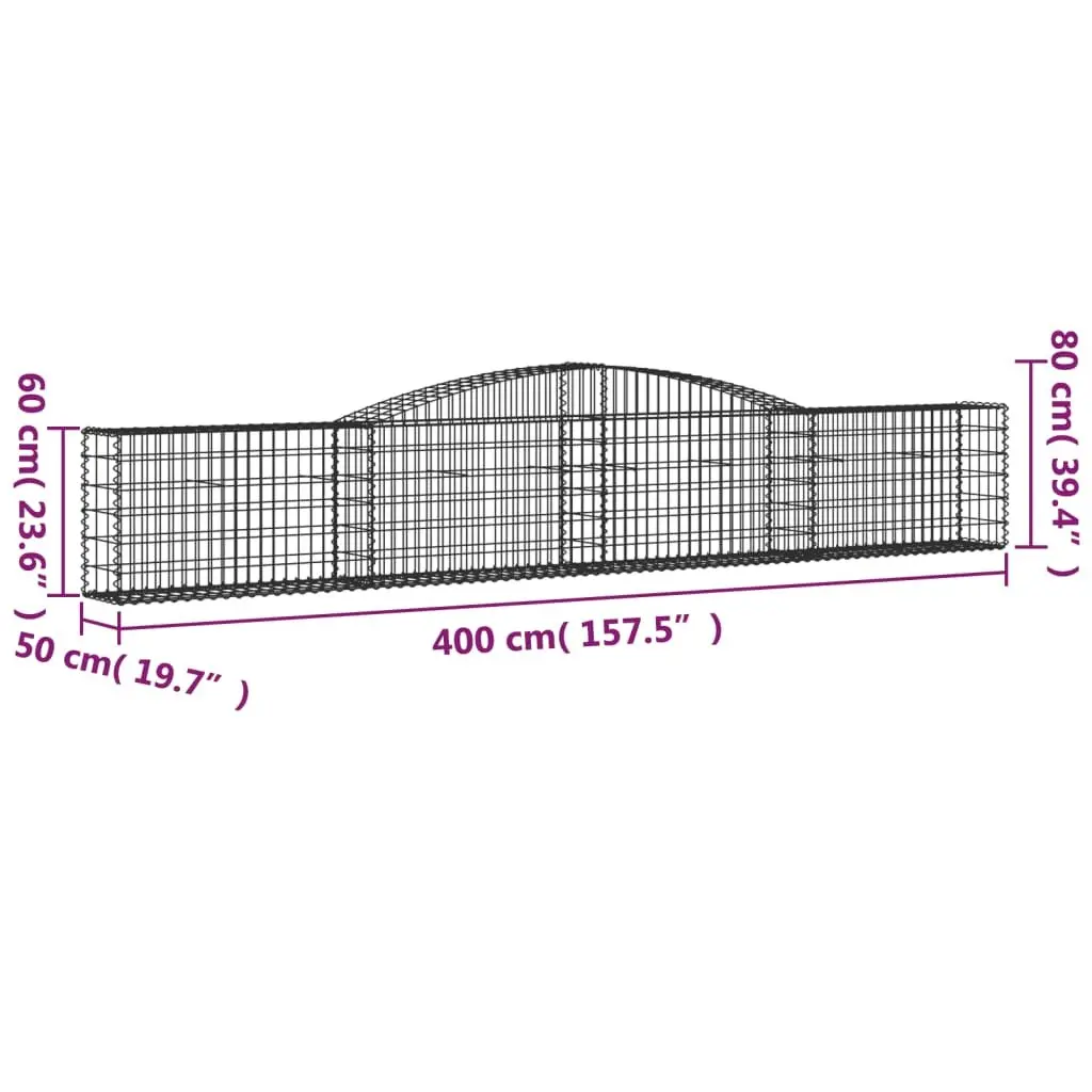 Arched Gabion Baskets 3 pcs Garden Barrier Retaining Wall Outdoor Decorative
