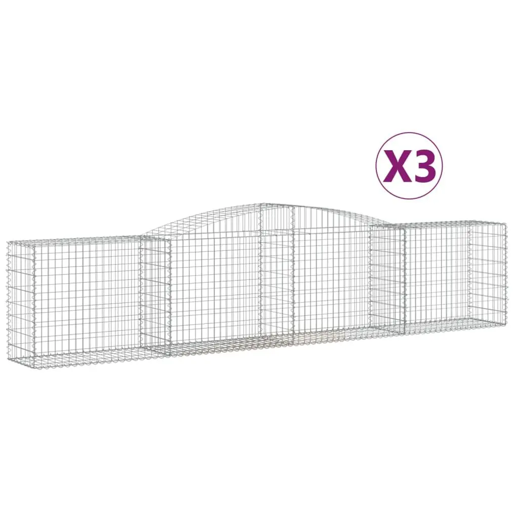 Arched Gabion Baskets 3 pcs Garden Retaining Wall Decorative Barrier Stone Cage
