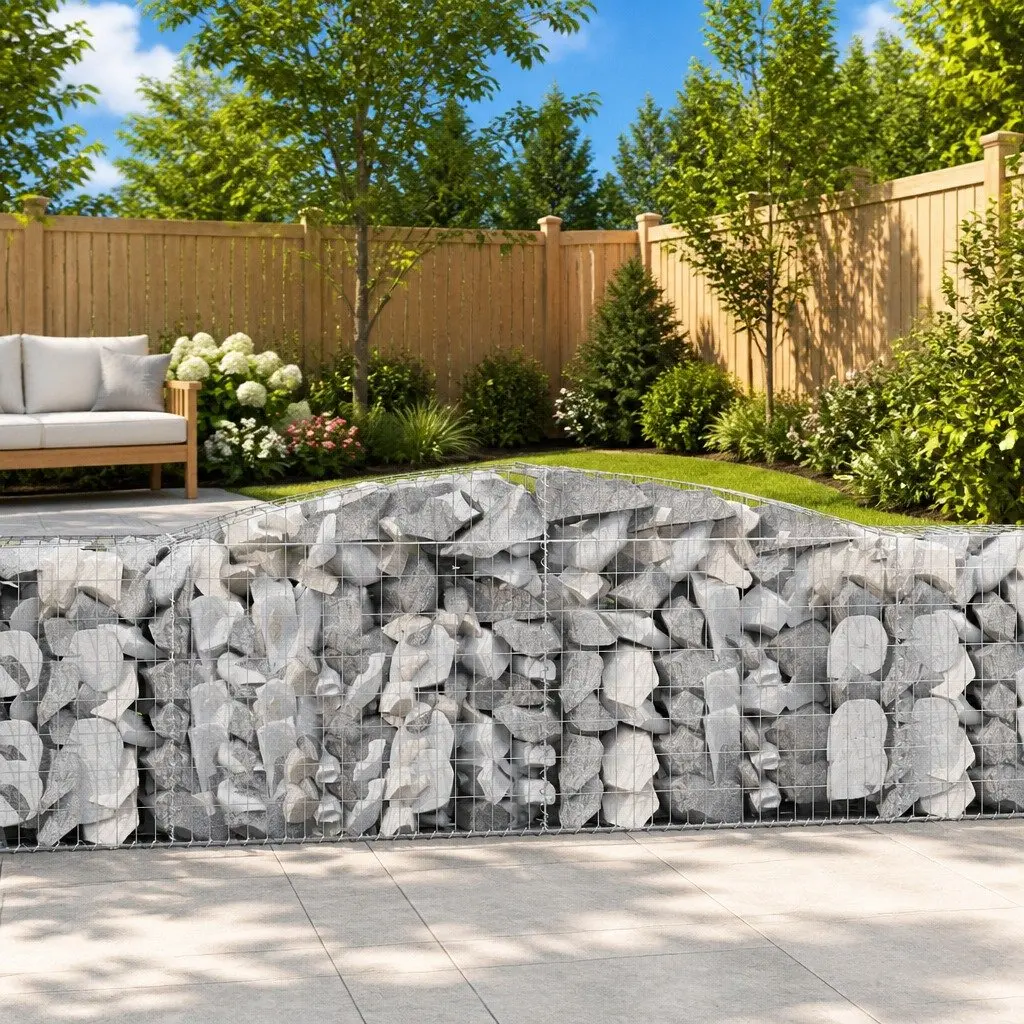 Arched Gabion Baskets 4 pcs Garden Barrier Retaining Wall Decorative Outdoor