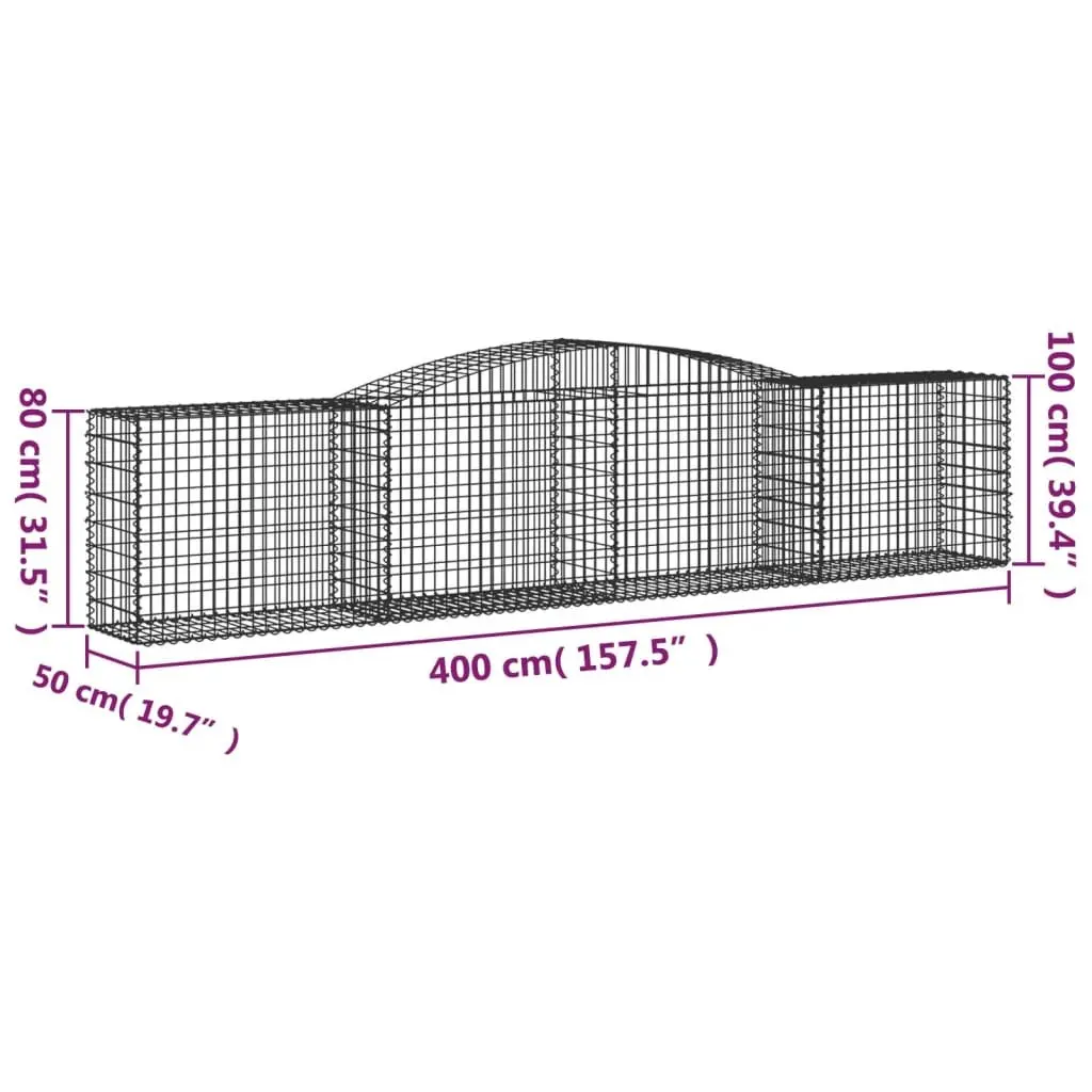 Arched Gabion Baskets 4 pcs Garden Barrier Retaining Wall Decorative Outdoor