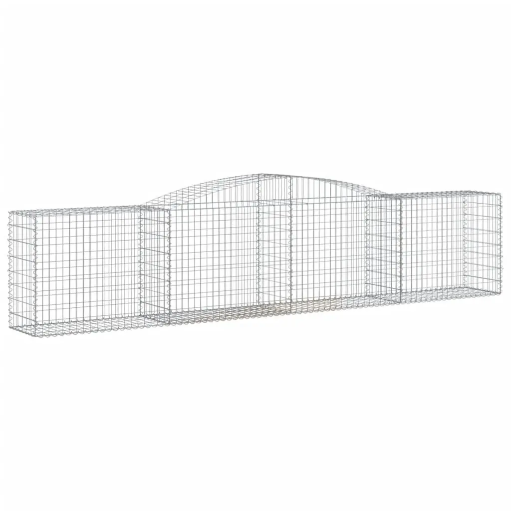 Arched Garden Baskets Set 8 Pieces Outdoor Decorative Retaining Wall Silver Galvanised Iron 400x50x80/100cm