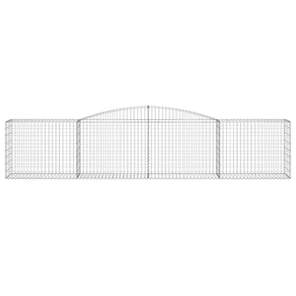 Arched Garden Baskets Set 8 Pieces Outdoor Decorative Retaining Wall Silver Galvanised Iron 400x50x80/100cm