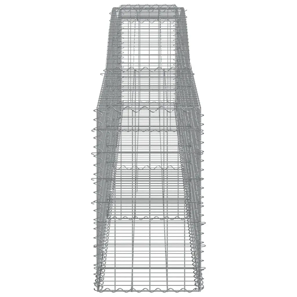 Arched Garden Baskets Set 8 Pieces Outdoor Decorative Retaining Wall Silver Galvanised Iron 400x50x80/100cm
