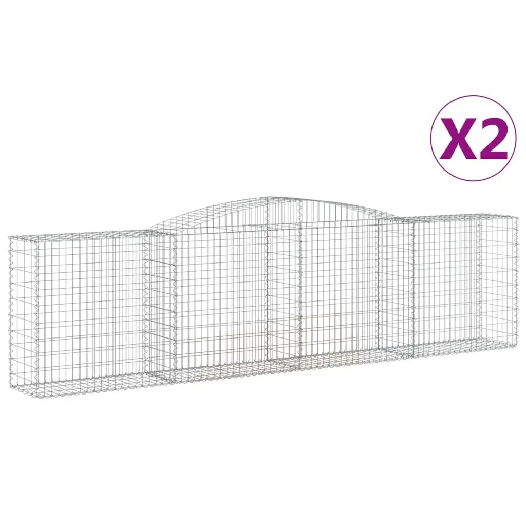 Arched Gabion Baskets 2pcs Galvanised Wire Garden Retaining Wall Decorative