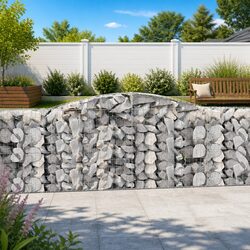 4-Piece Arched Gabion Baskets: 400 x 50 x 100/120 cm