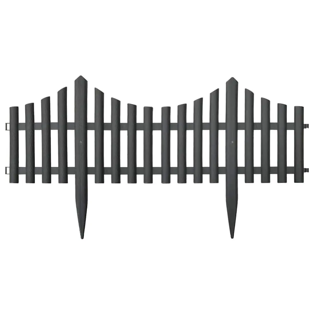 Lawn Edging Borders for Garden 10m Anthracite PP Interconnectable Fencing 17 Pieces