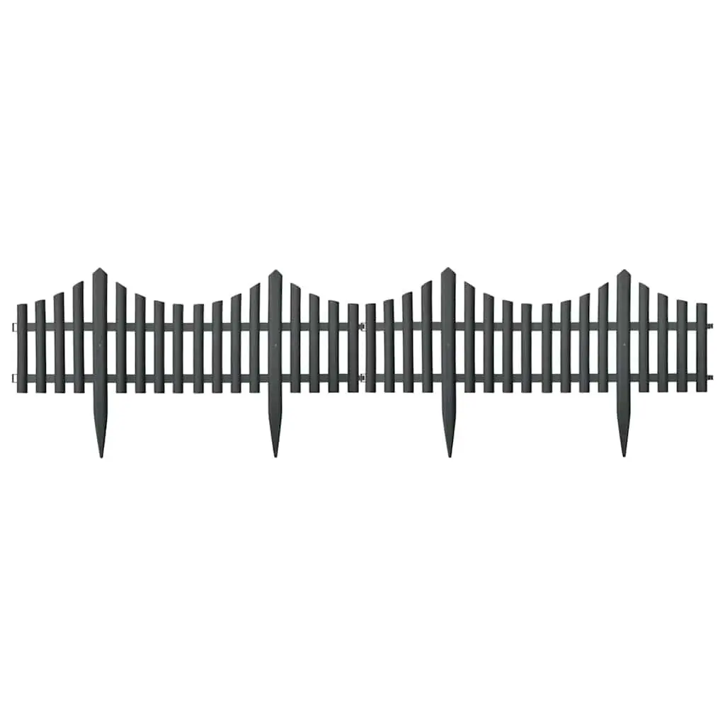 Lawn Edging Borders for Garden 10m Anthracite PP Interconnectable Fencing 17 Pieces