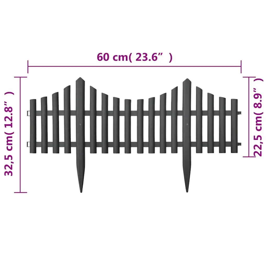 Lawn Edging Borders for Garden 10m Anthracite PP Interconnectable Fencing 17 Pieces
