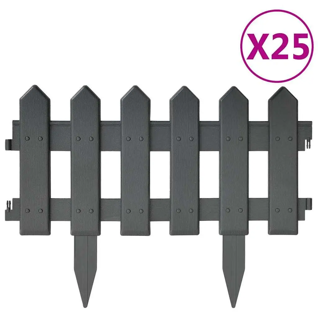 25-Piece Anthracite Lawn Edging Panels