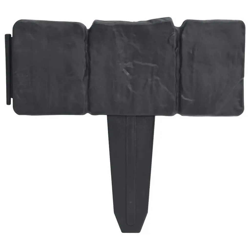 Lawn Fence Edging Border for Garden Anthracite Stone Look Plastic 10m