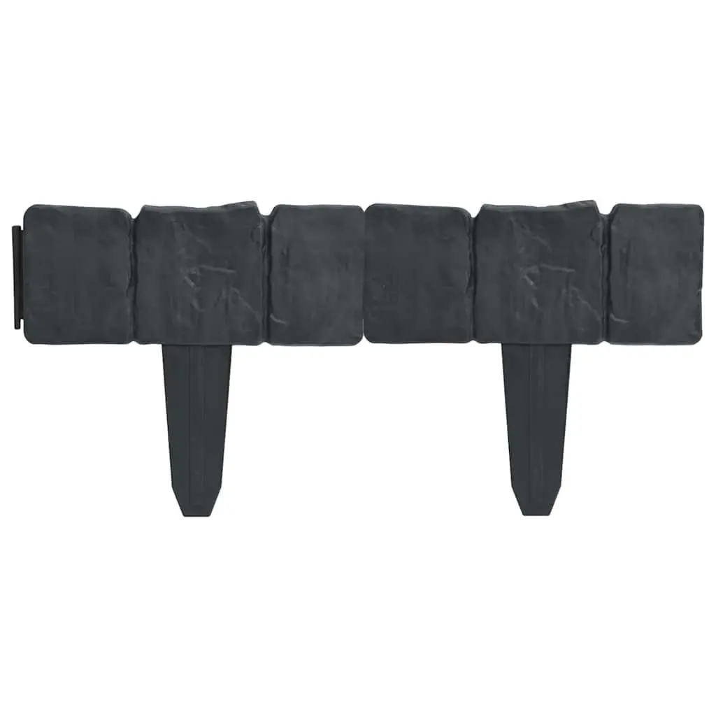 Lawn Fence Edging Border for Garden Anthracite Stone Look Plastic 10m