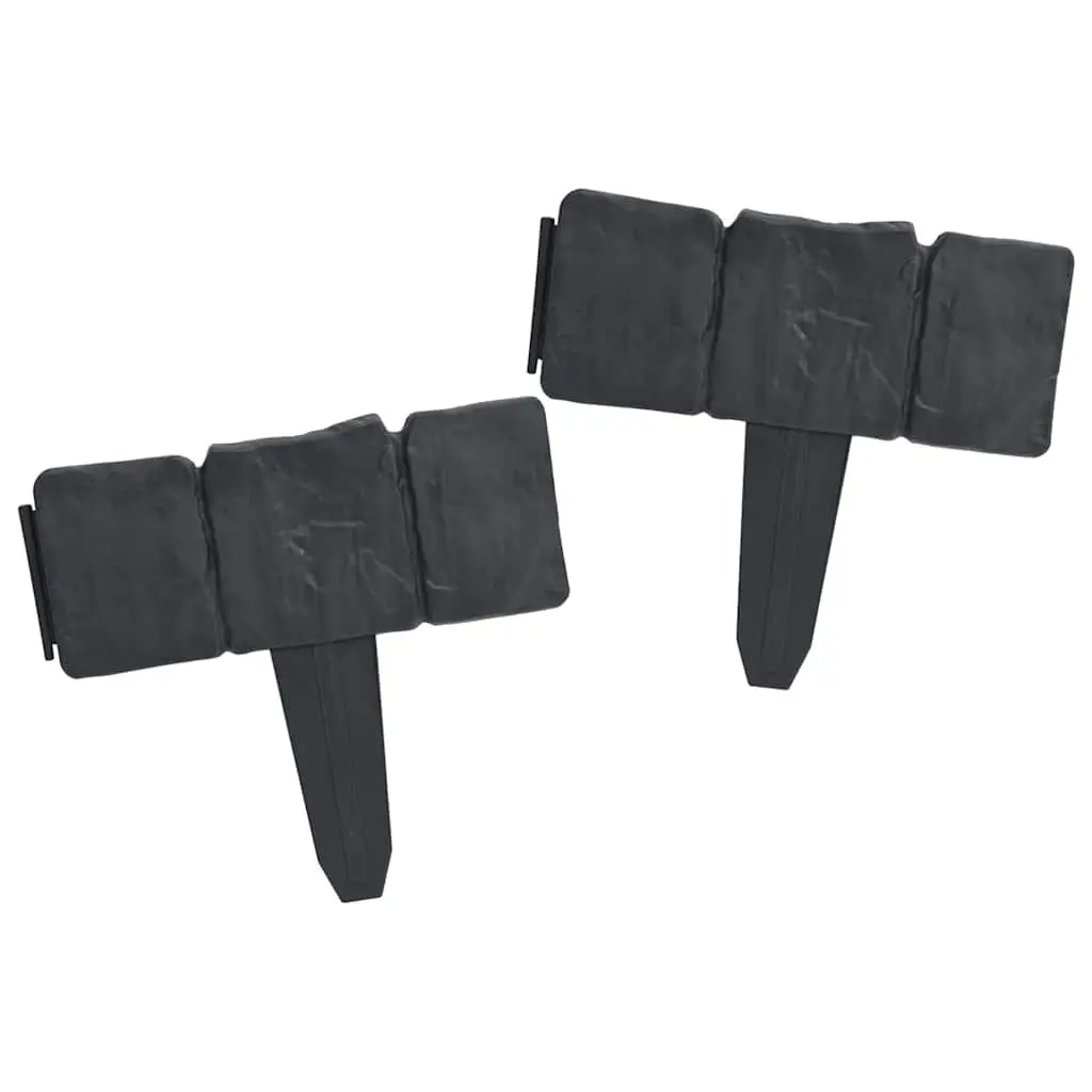 Lawn Fence Edging Border for Garden Anthracite Stone Look Plastic 10m