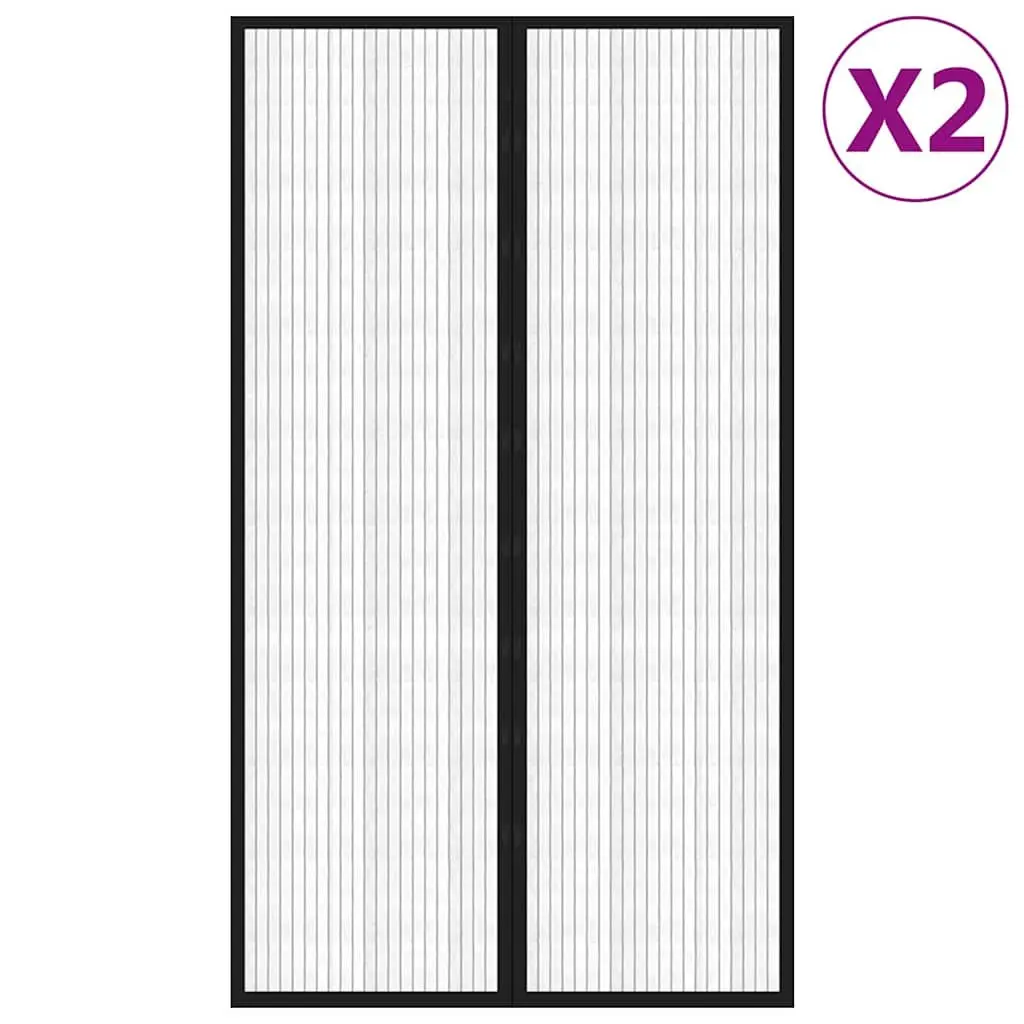 Insect Door Curtains for Home 200x80 cm 2 Piece Black Window Screen
