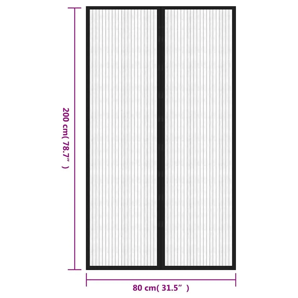Insect Door Curtains for Home 200x80 cm 2 Piece Black Window Screen