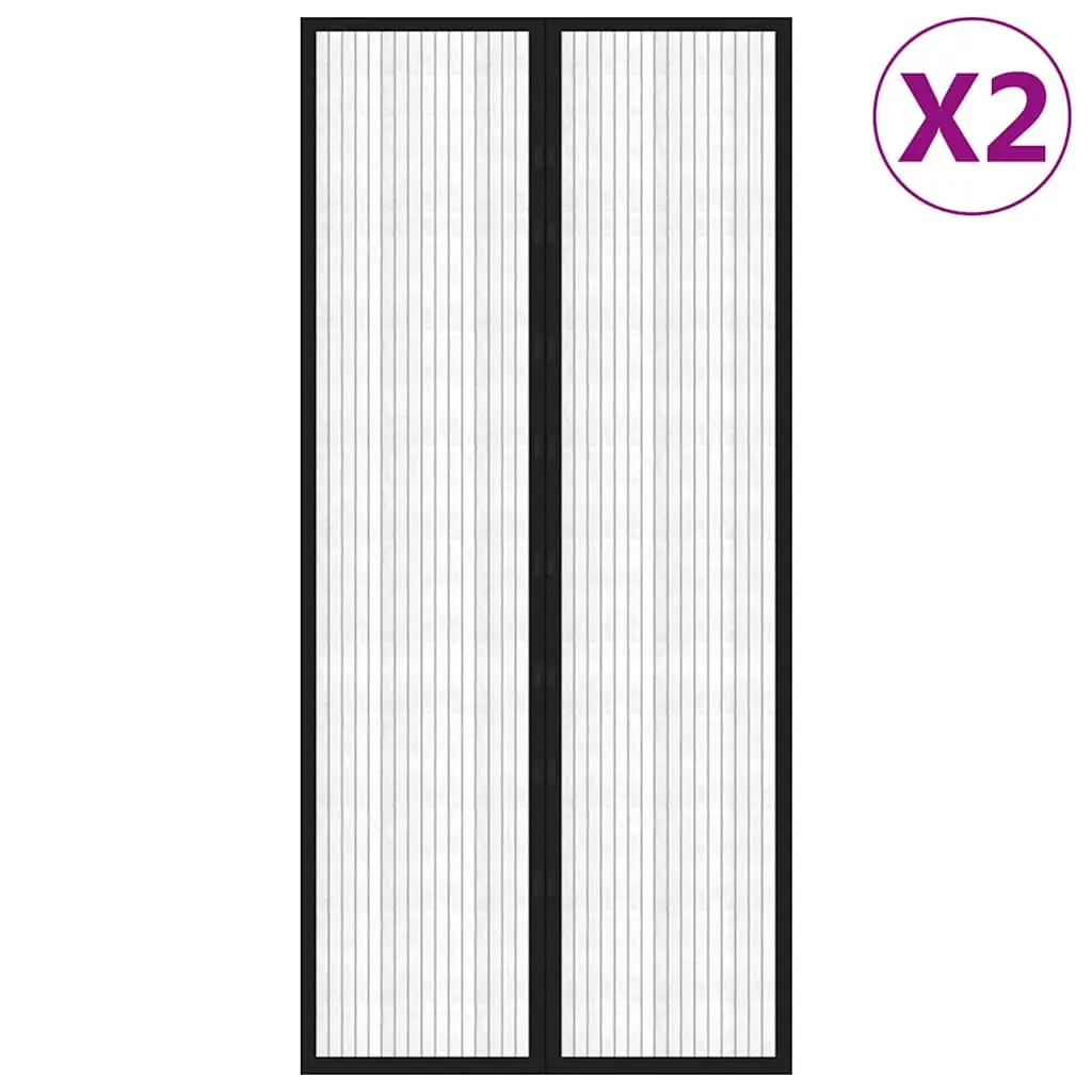 Insect Door Curtains 2 pcs, 210x90 cm, Black Polyester Mesh