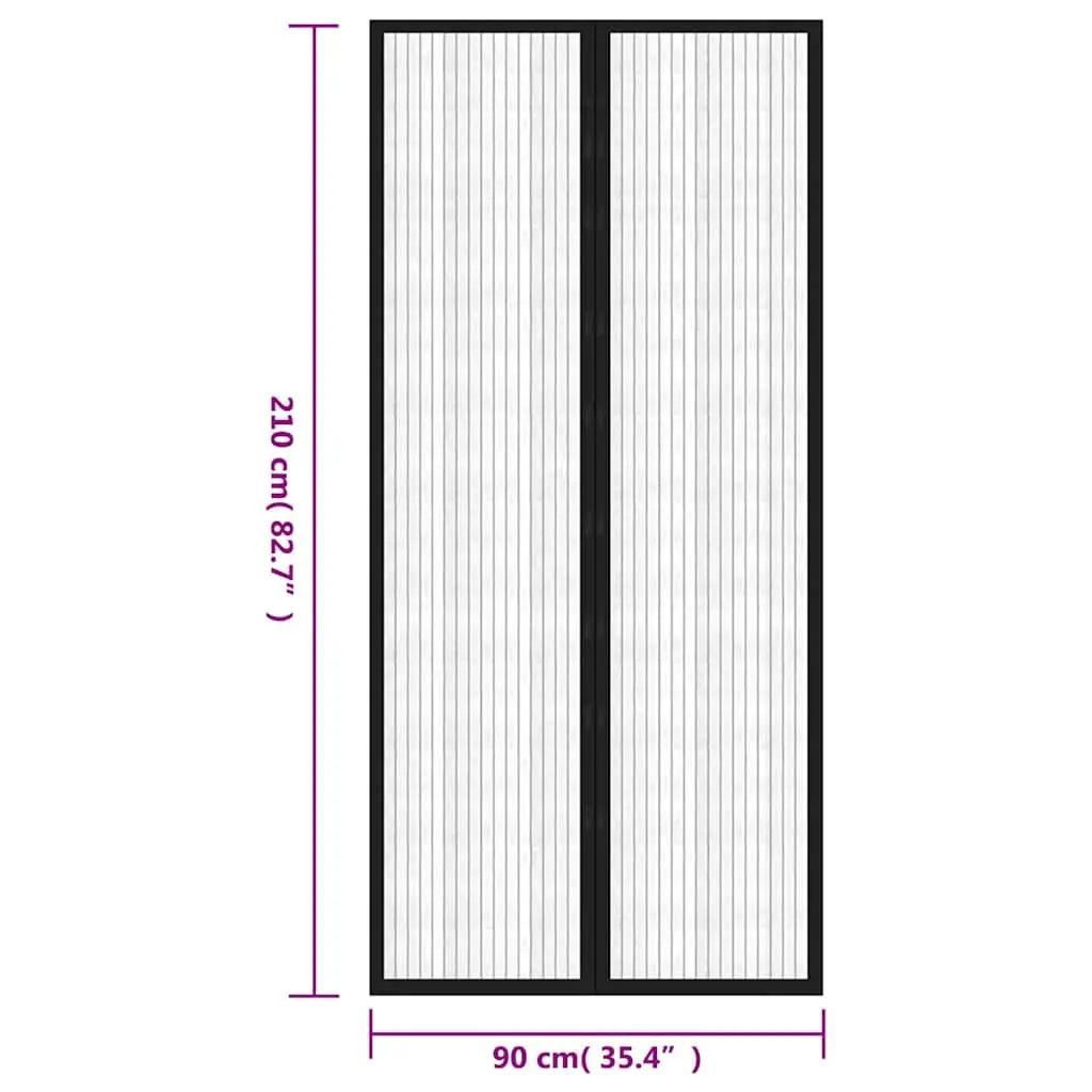 Insect Door Curtains 2 pcs, 210x90 cm, Black Polyester Mesh
