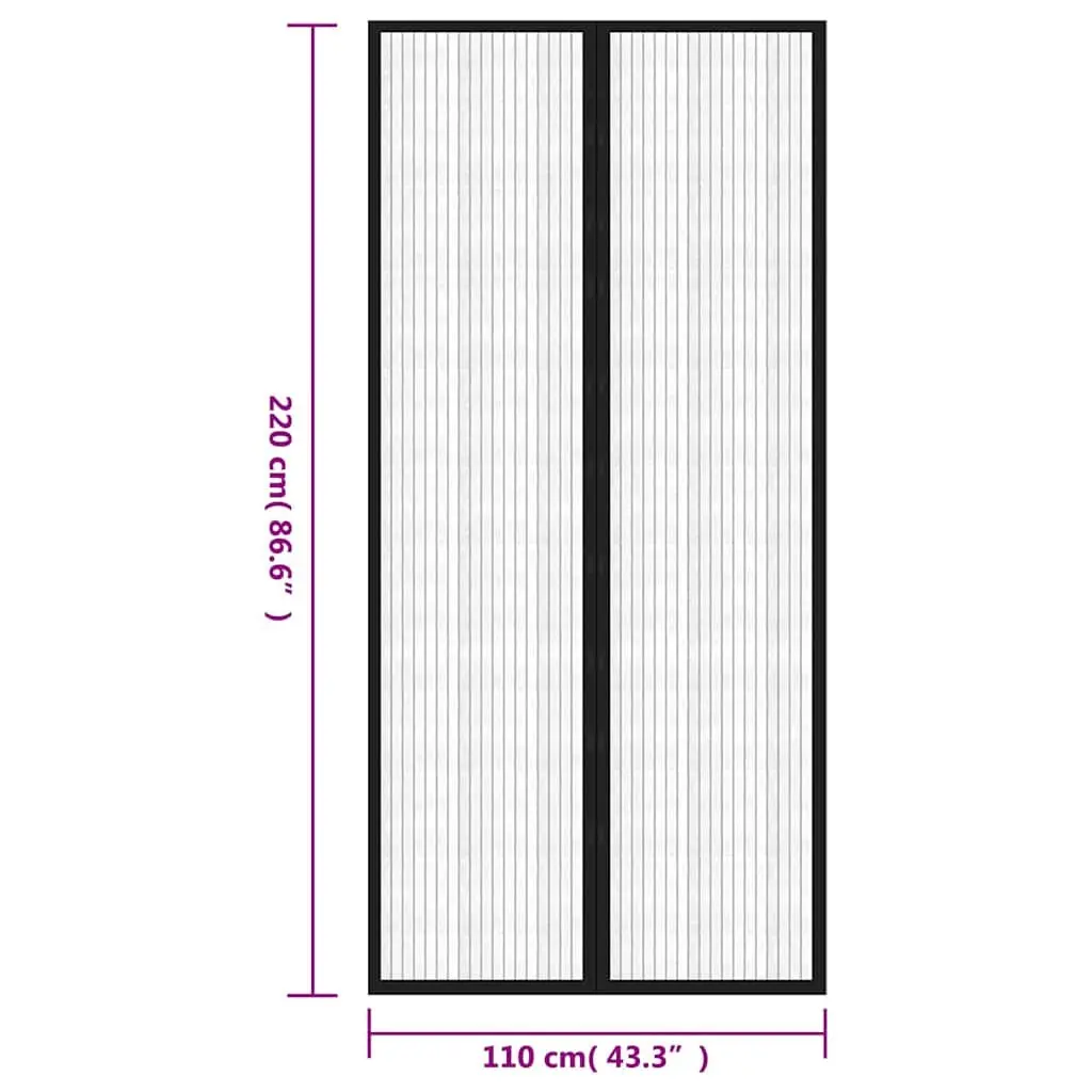 Insect Door Curtains for Home 220x110 cm 2 Piece Black Mesh Screen