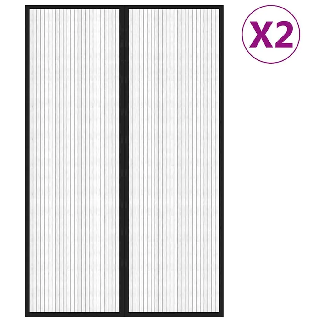 Insect Door Curtains Mesh Screen Black 220x130 cm 2 Piece