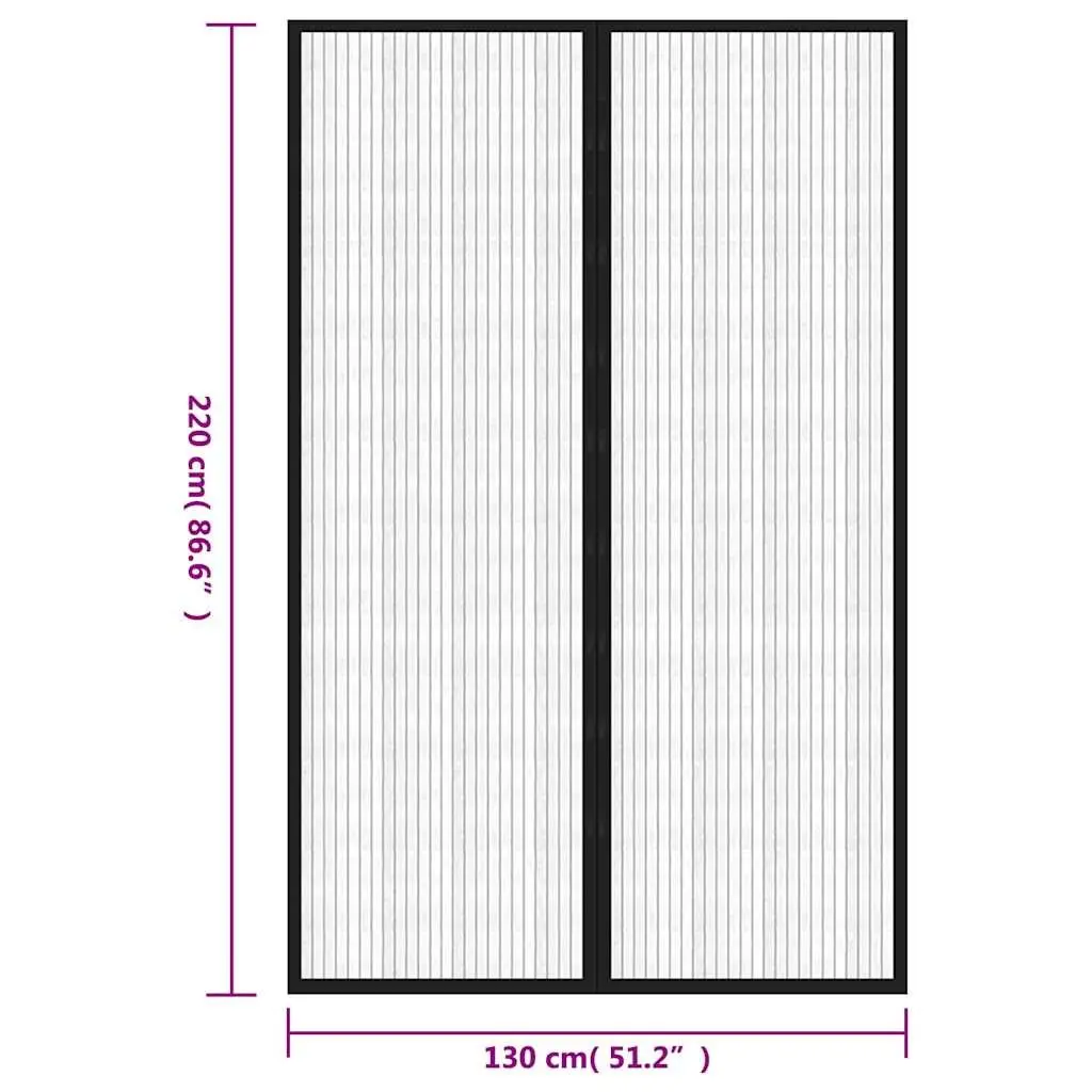 Insect Door Curtains Mesh Screen Black 220x130 cm 2 Piece