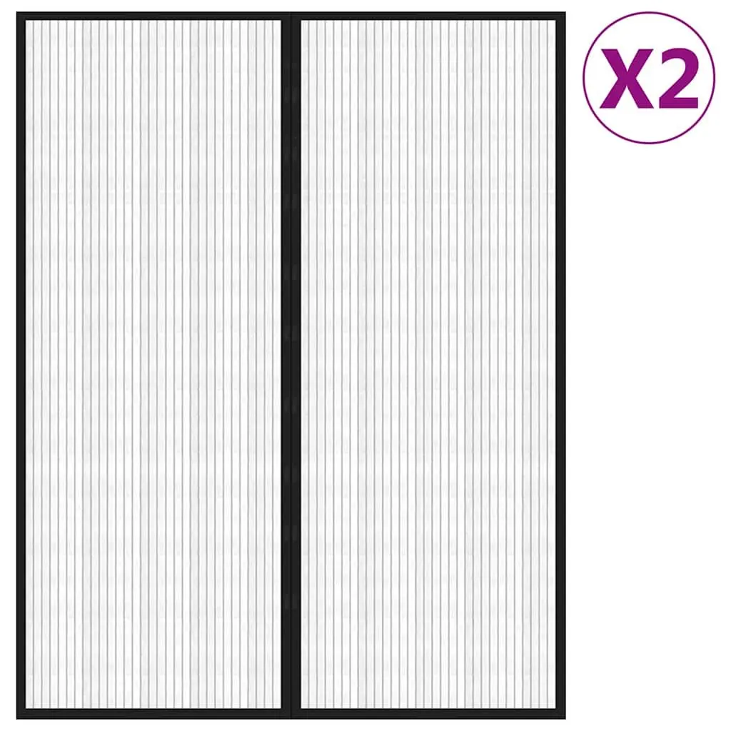 Insect Door Curtains for Home and Outdoor 230x160 cm Black 2 Piece Mesh Screen