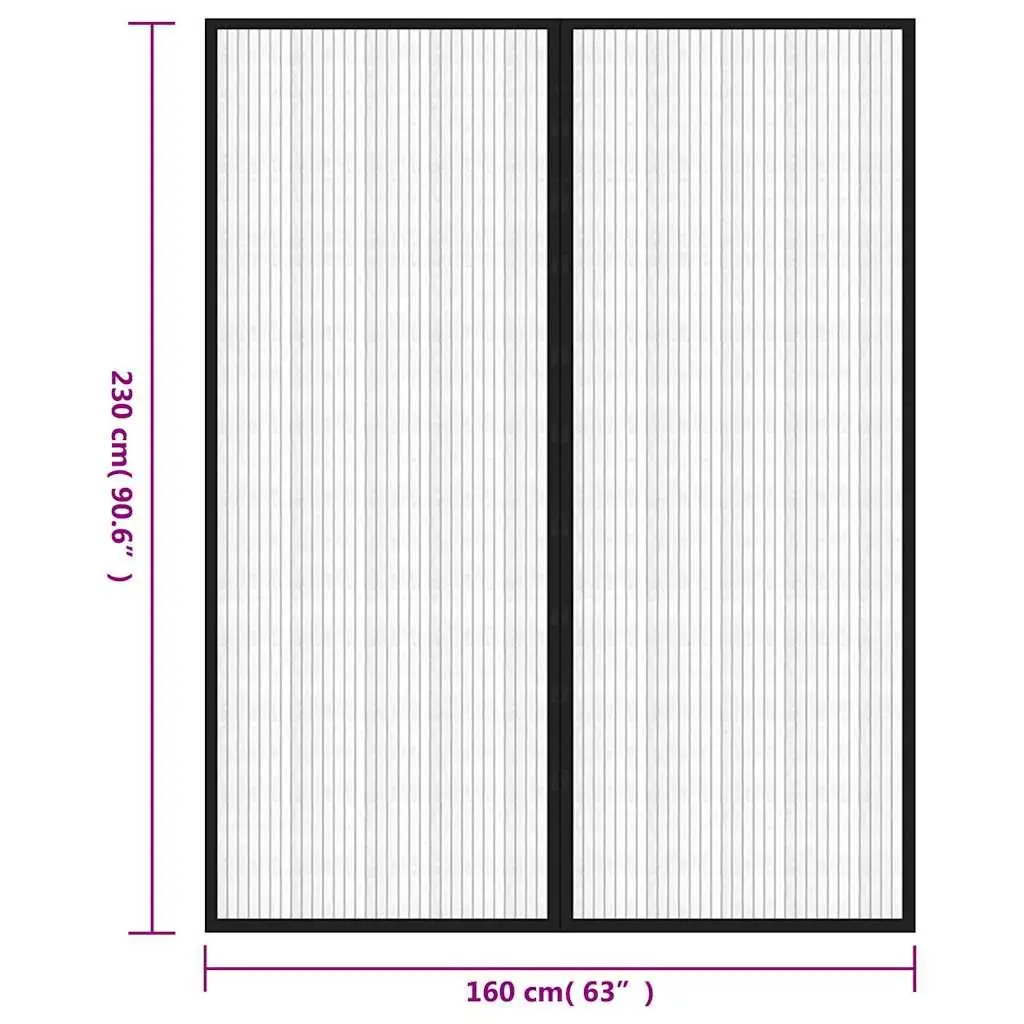 Insect Door Curtains for Home and Outdoor 230x160 cm Black 2 Piece Mesh Screen