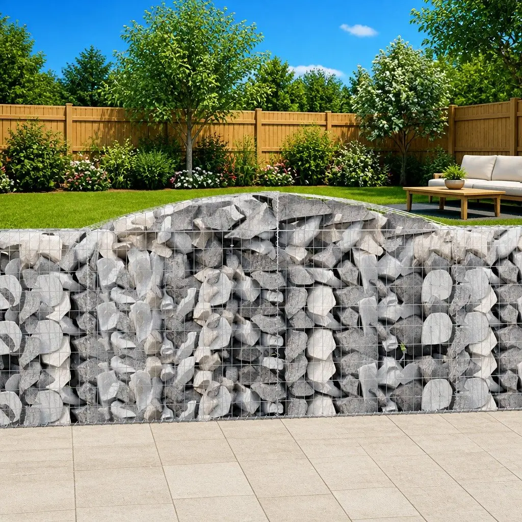 Arched Gabion Baskets 6 pcs Garden Barrier Retaining Wall Decorative Outdoor