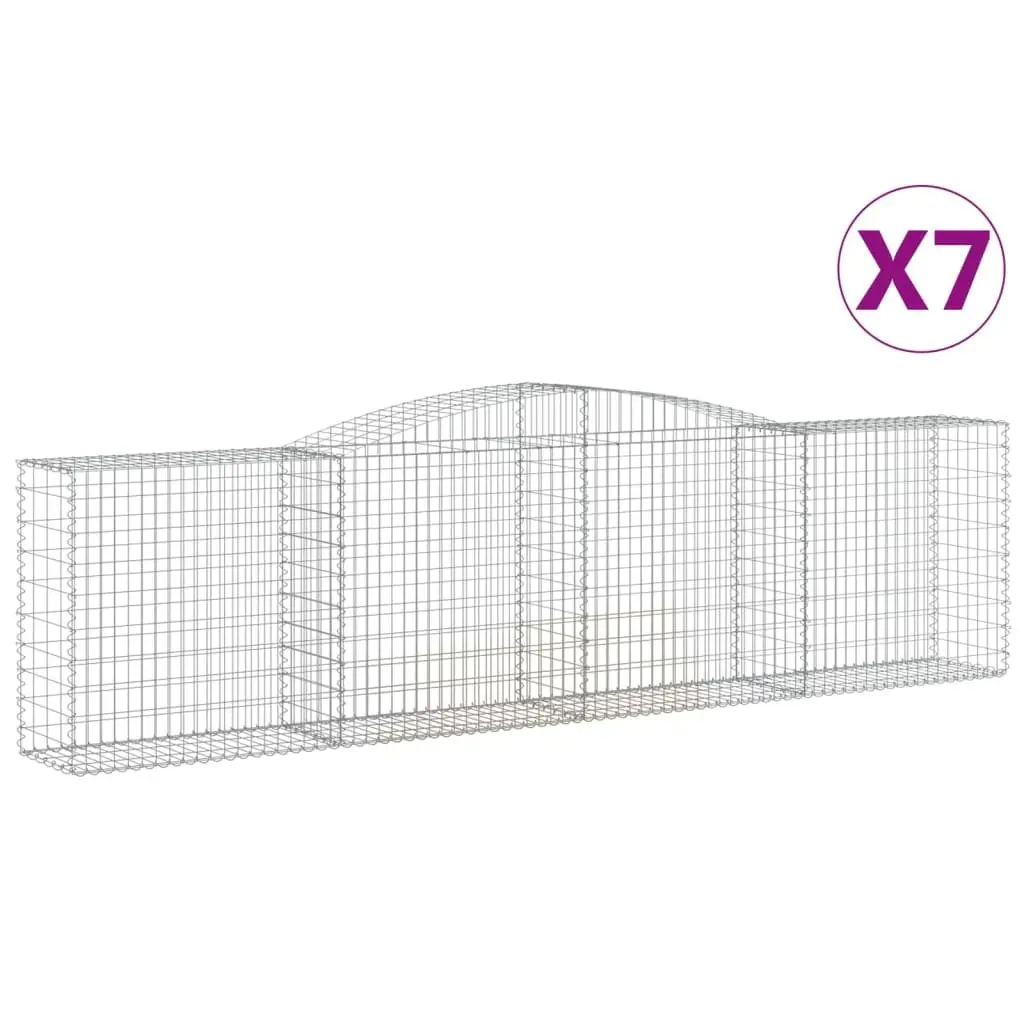 Arched Gabion Baskets 7 pcs Garden Barrier Retaining Wall Decorative Outdoor