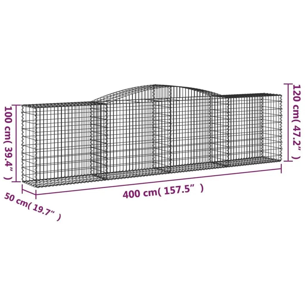 Arched Gabion Baskets 7 pcs Garden Barrier Retaining Wall Decorative Outdoor