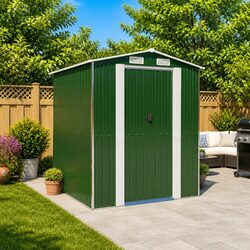 Garden Shed Green Outdoor Storage Tool House Galvanised Steel Double Sliding