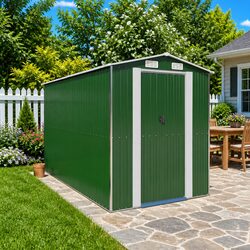 Garden Shed Green Outdoor Storage Galvanised Steel Tool Equipment Shelter